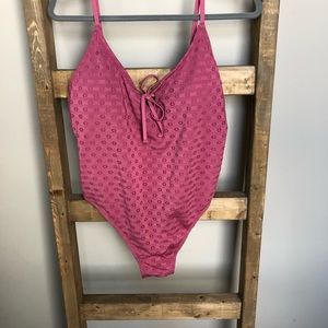 Brand new pink flower one piece swim